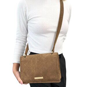 CHANEL Vintage CC Logo Matelasse Shoulder Bag Suede Magnetic Zip Brown [105245]